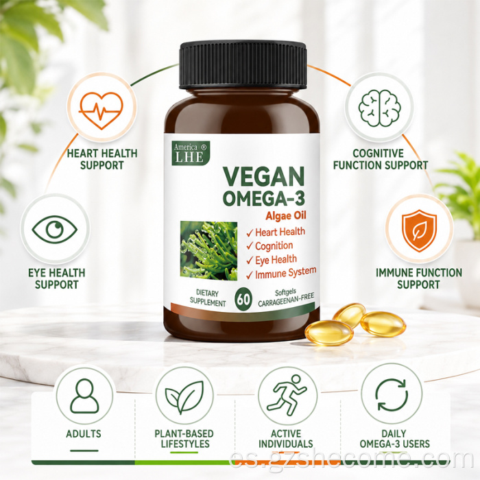 Shecome Vegan Omega 3 Algas Cápsulas Blandas Salud del Corazón